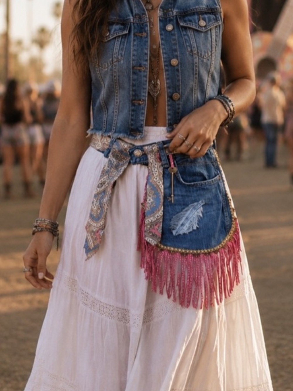 B3 Custom Upcycled Denim Boho Fanny Belt